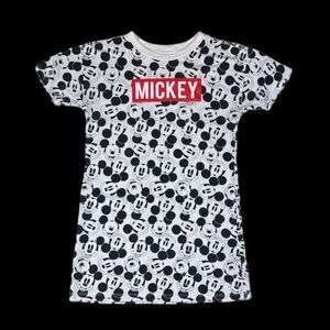 Disney Short Sleeve Mickey Print Top in White/Black | Size M